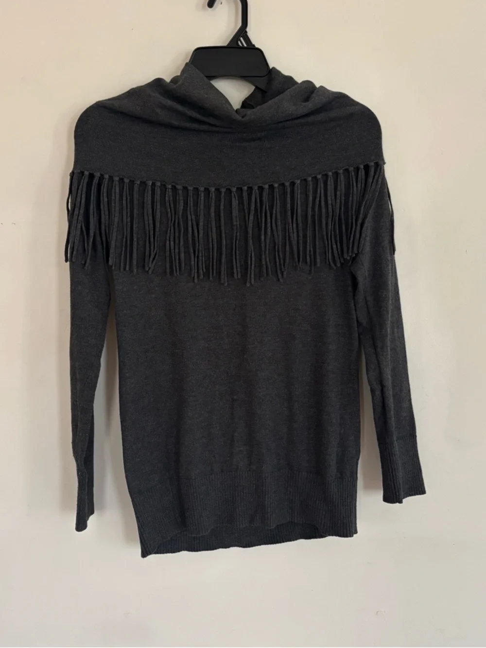 Michael Kors Fringe Cowl Neck Sweater Gray XS